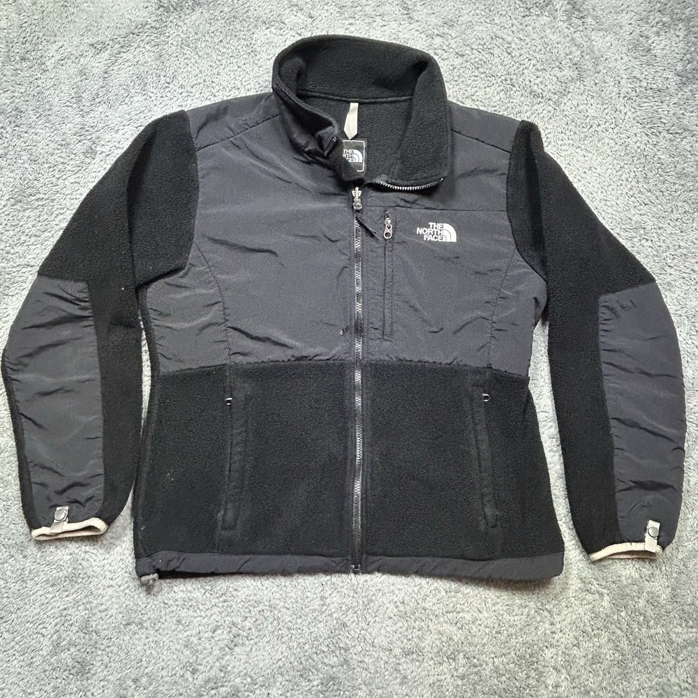 The North Face Denali Fleece Jacket Women's L Black Polartec Outdoor *HOLE FRONT